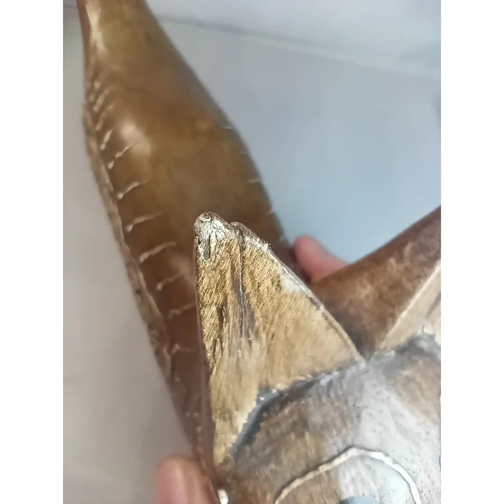 Vintage Hand Carved Wood Stretching Cat Feline From Indonesia 10.5